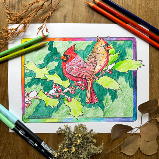 Gay Cardinal Christmas | Coloring Page