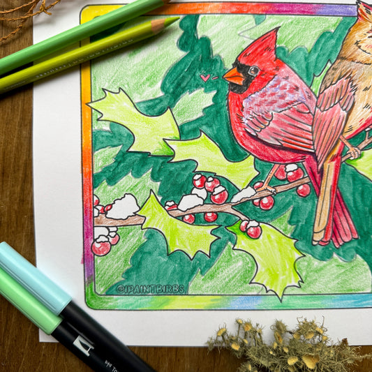 Gay Cardinal Christmas | Coloring Page