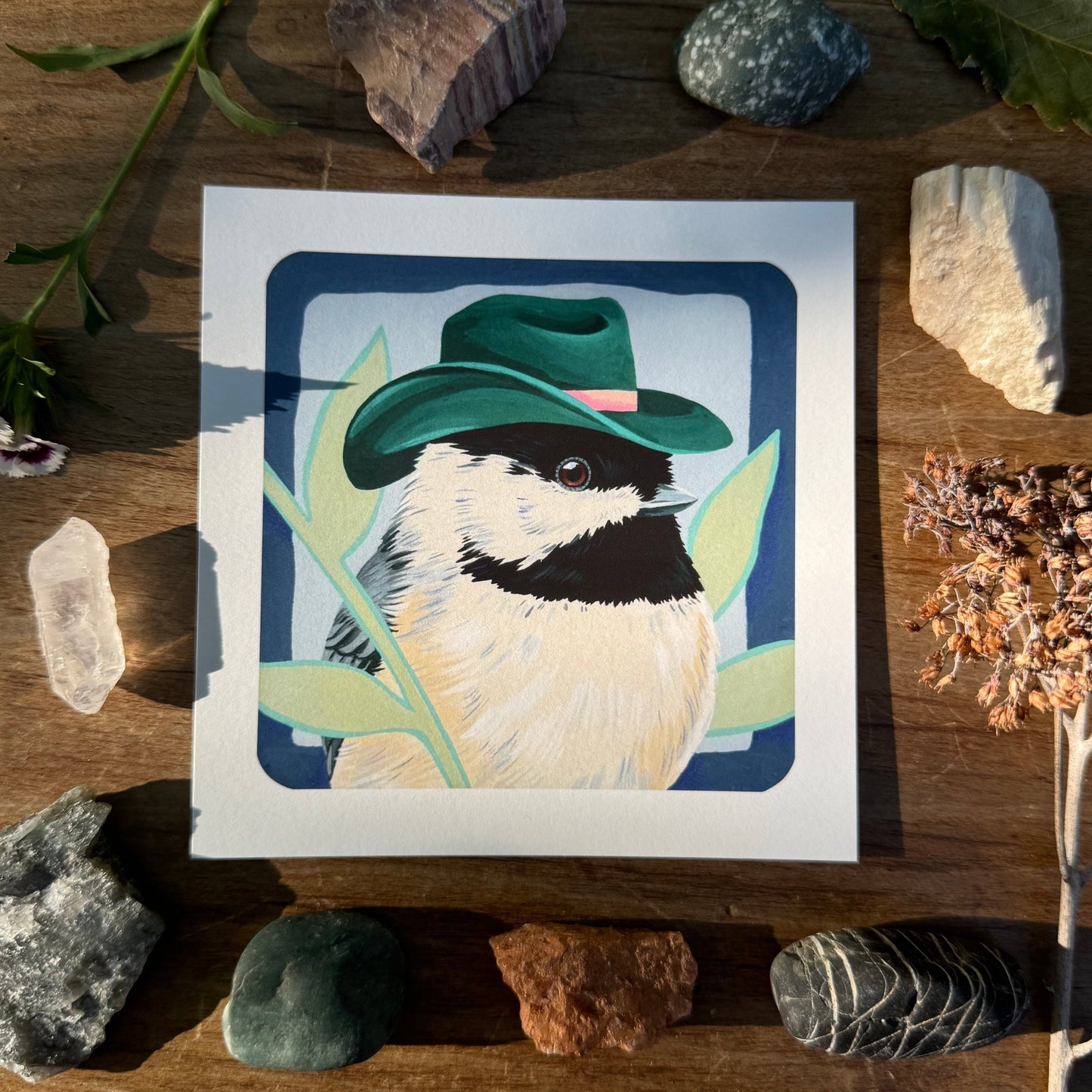 Howdy Chickadee in Blue | Art Print