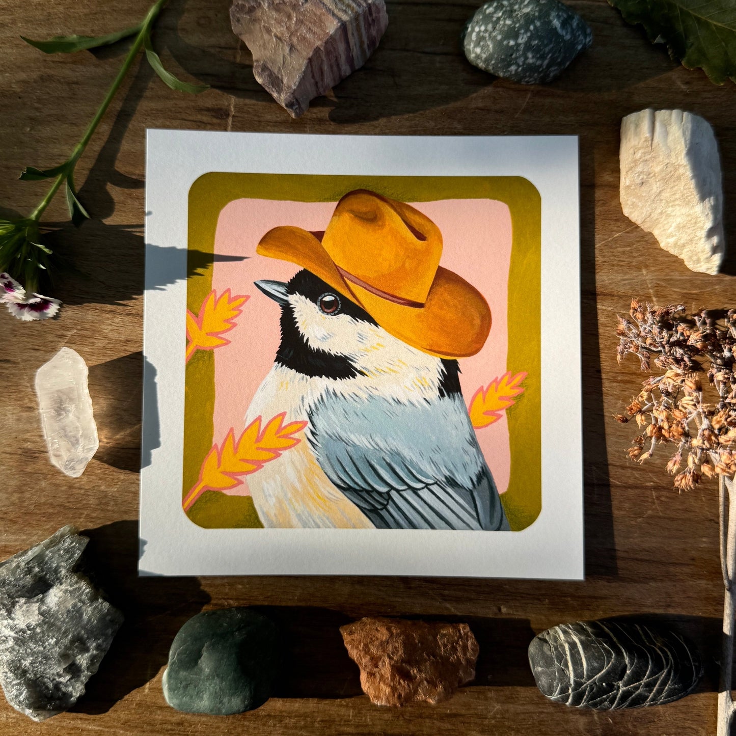 Howdy Chickadee in Olive | Art Print