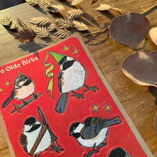 Ye Olde Birbs, Chickadee Edition || Sticker Sheet