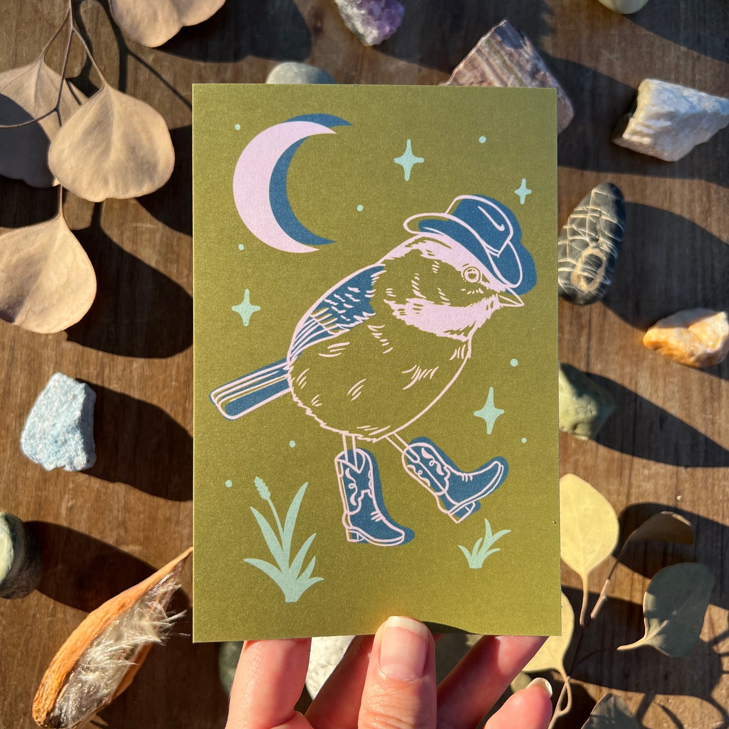 Chickadee Walkin' after Midnight | Postcard