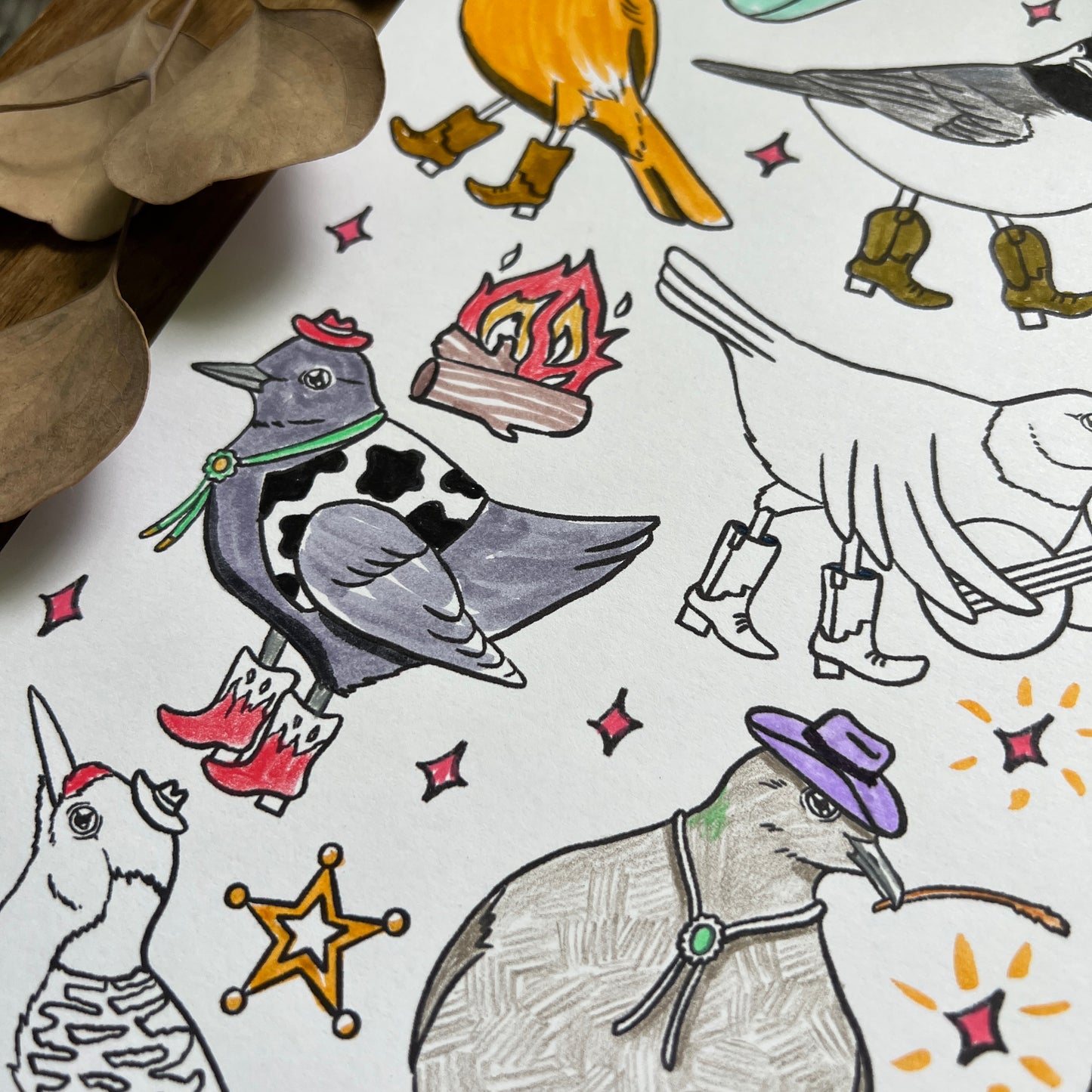 Yeehaw Birbs | Coloring Page